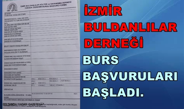 İZMİR BULDANLILAR DERNEĞİNDEN BURS AÇIKLAMASI