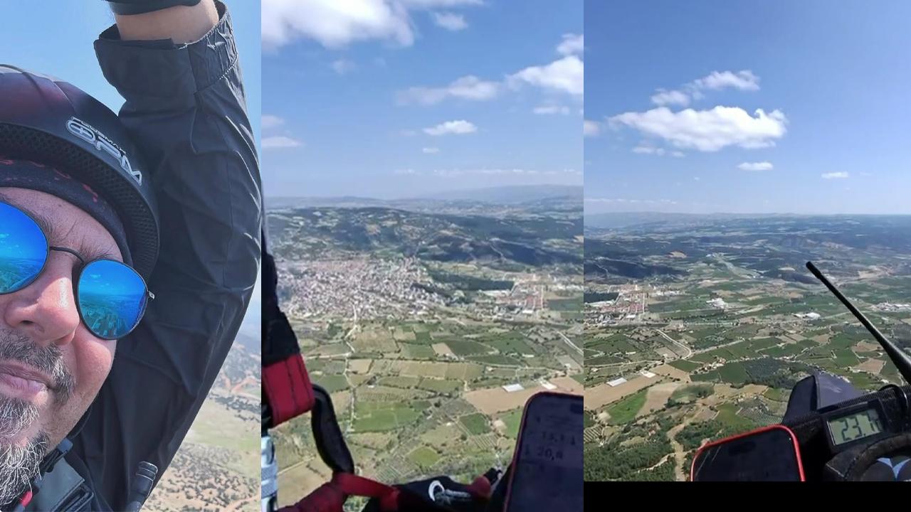 YAMAÇ PARAŞÜTÜYLE BULDAN SEMALARINDA UÇTU